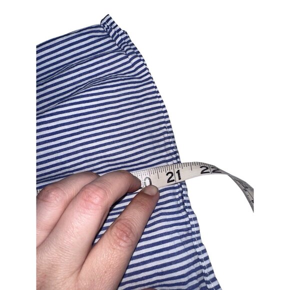 Buddy Love Womens Embroidered Peasant Blouse Sz M Blue White Stripe Floral Boho - Picture 5 of 5